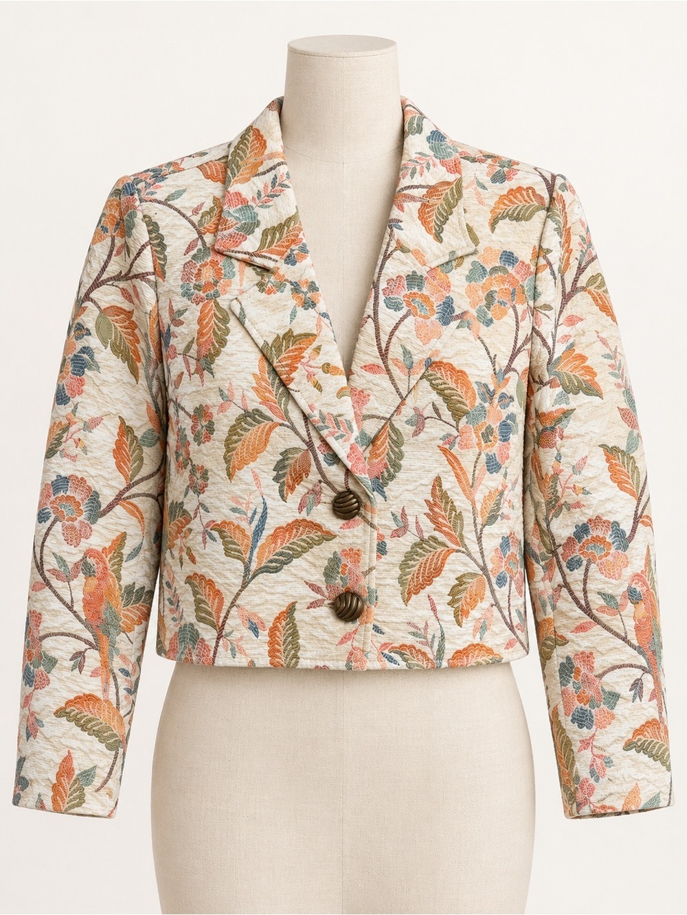 Vintage Limelight Floral Tapestry Cropped Blazer Jacket Small USA